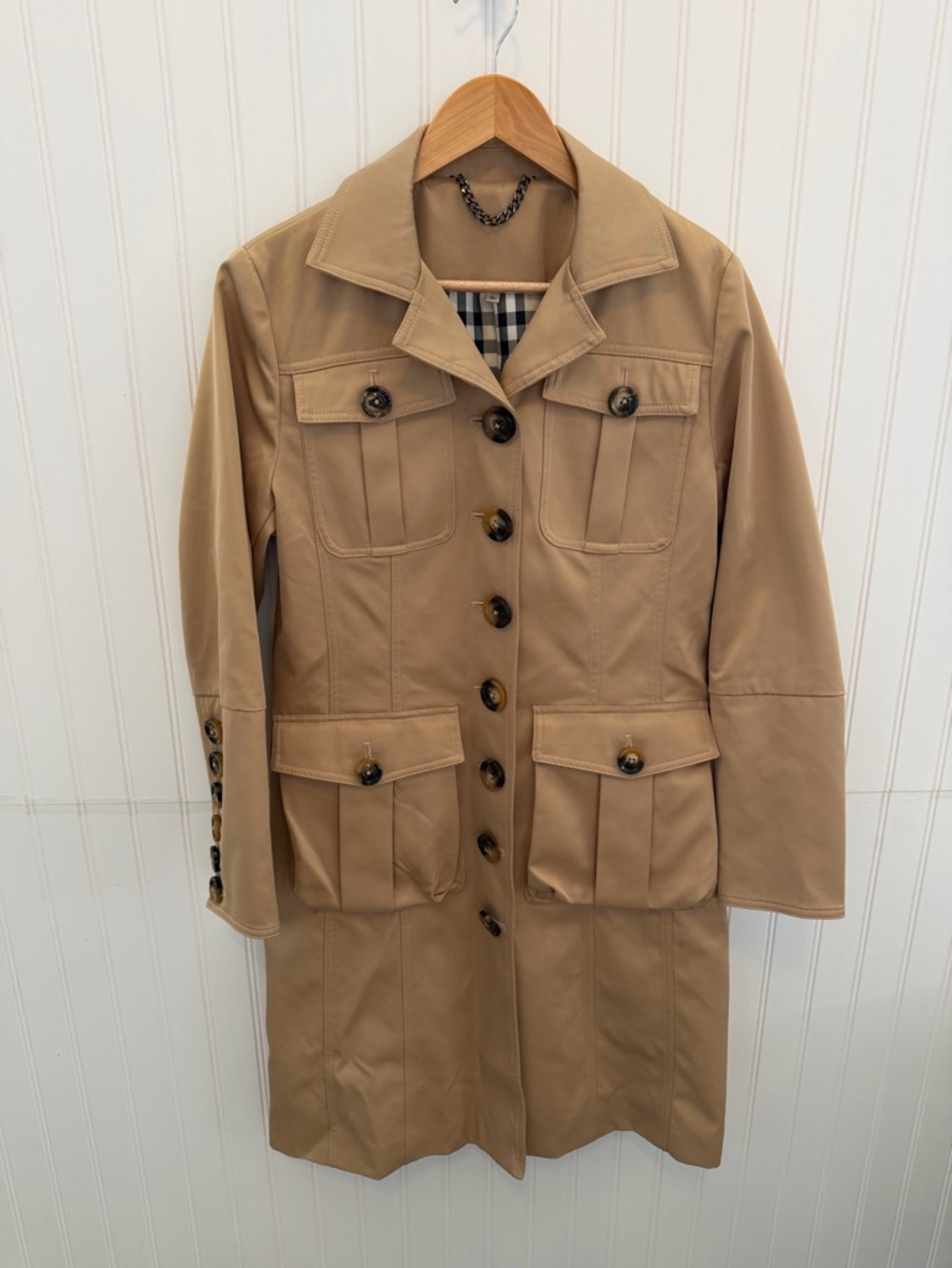 Burberry Beige Tan Button-Front Trench Coat Size XL but fits small